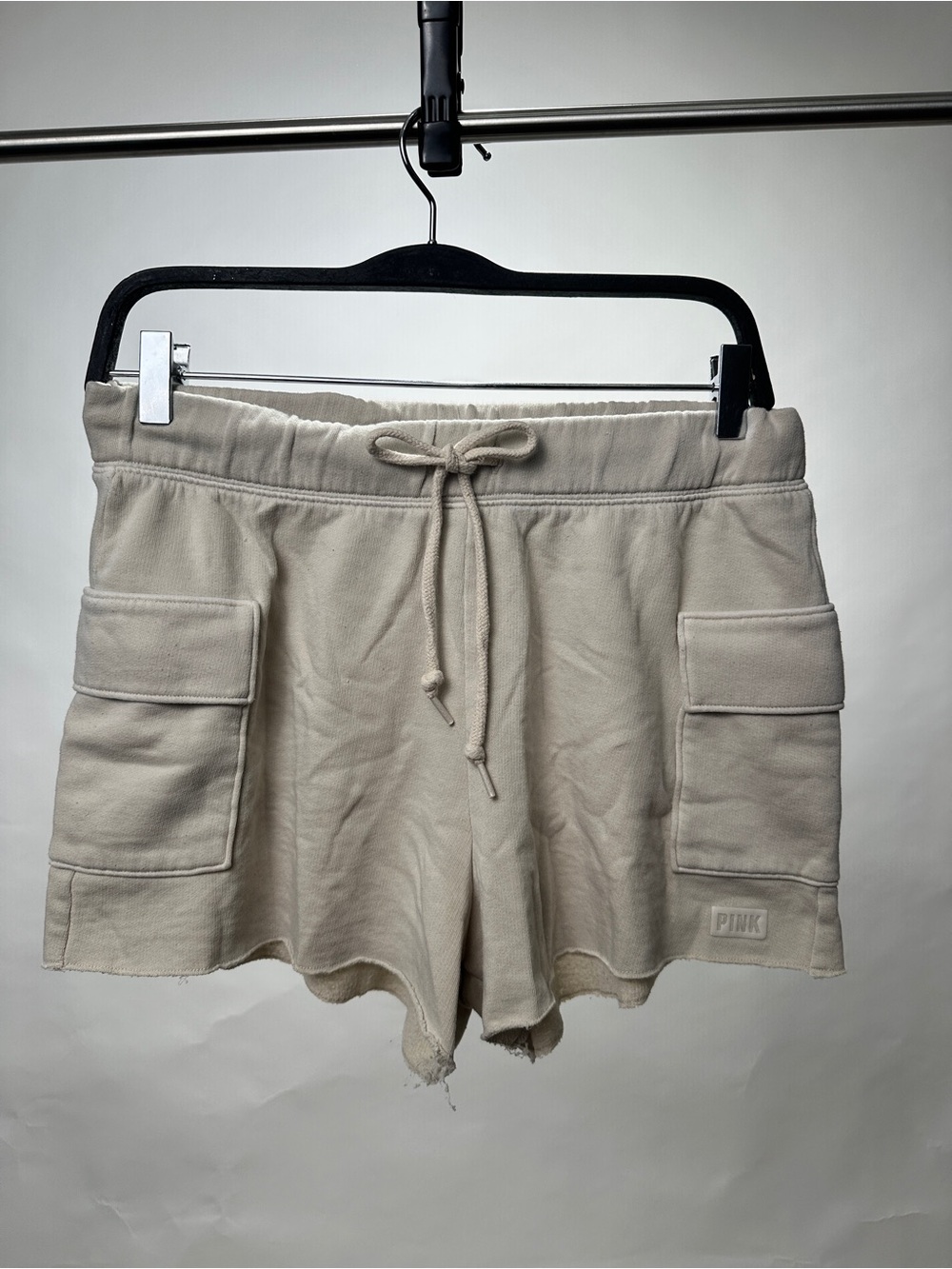 PINK Victoria's Secret Cream Cargo Drawstring Shorts